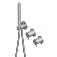 QuadroDesign SOURCE/OTTAVO 1368.00AS Смеситель из стены на 2 потребителя с ручным душем, цвет Steel