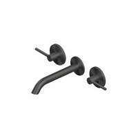 QuadroDesign FFQT 2110VON Смеситель для раковины на 3 отверстия из стены с запорными вентилями, цвет Black Gold