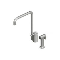 QuadroDesign Кухня 136AS + DC055.2AS Кухонный смеситель с вытяжным ручным душем, цвет Brushed Stainless Steel